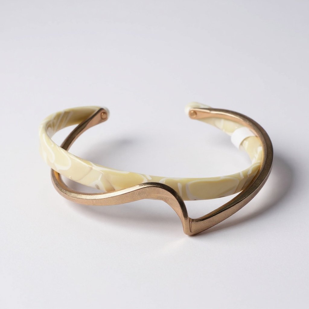 Bracelet Fantaisie – Jonc Doré et Nacré – Moderne et Tendance