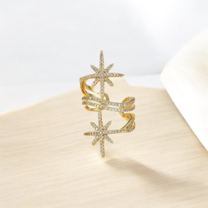 ✨ Bague Femme Longue Réglable – Zirconiums Blancs ✨