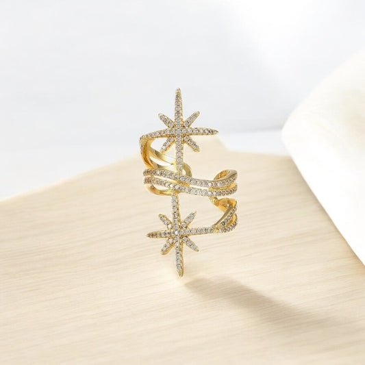 ✨ Bague Femme Longue Réglable – Zirconiums Blancs ✨