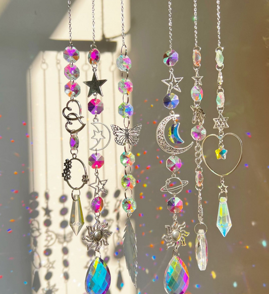 Suncatcher Cristal Soleil & Cœur – Suspension Murale Élégante ✨🌞