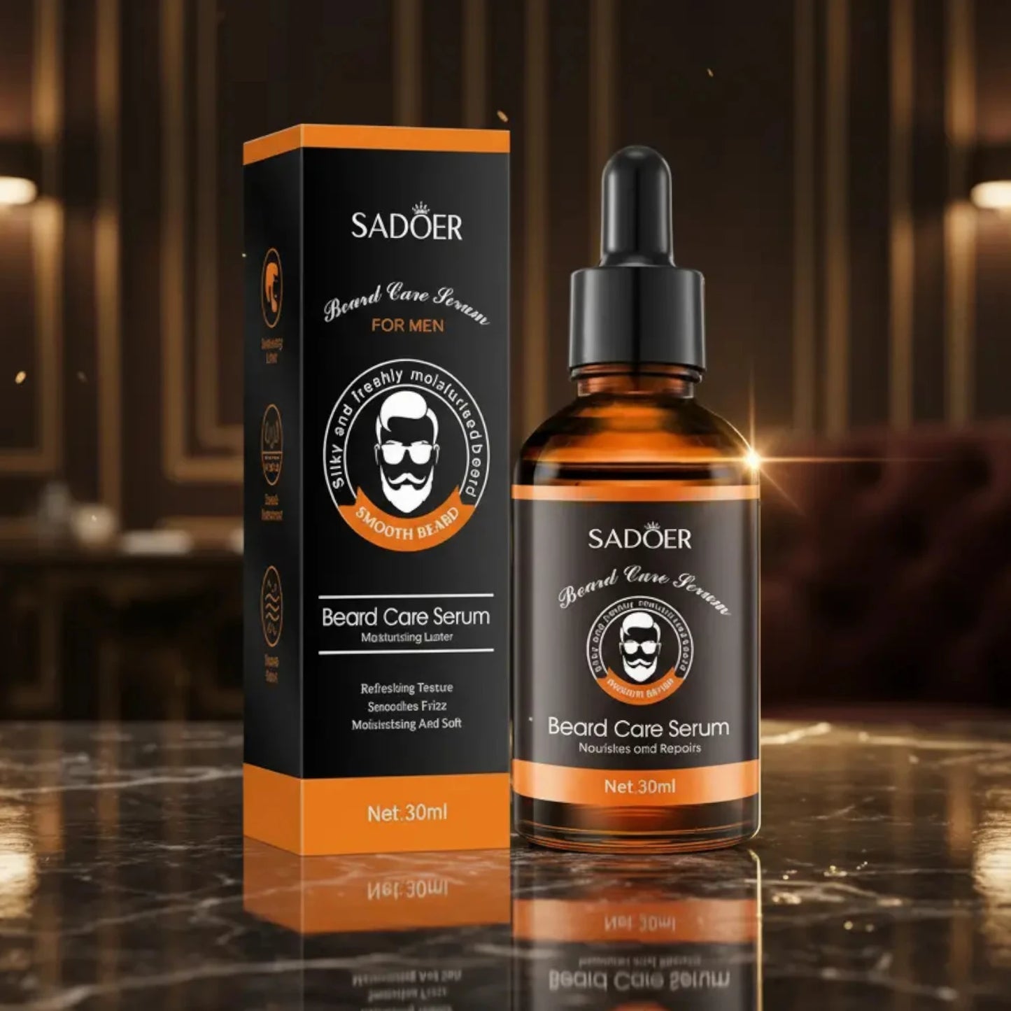 La Barbe Parfaite ! 👑 Sérum Soin Barbe Hydratant 30ml – SADOER (Douceur, Brillance & Anti-Frisottis) ✨