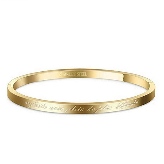 ✨ Bracelet Message Doré – “Parfaite avec plein de jolis défauts” ✨