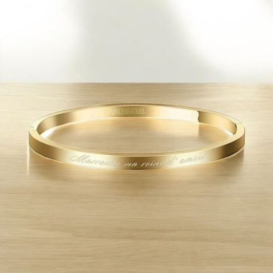 💛 Bracelet Message Doré – “Marraine ma reine d’amour” 💛