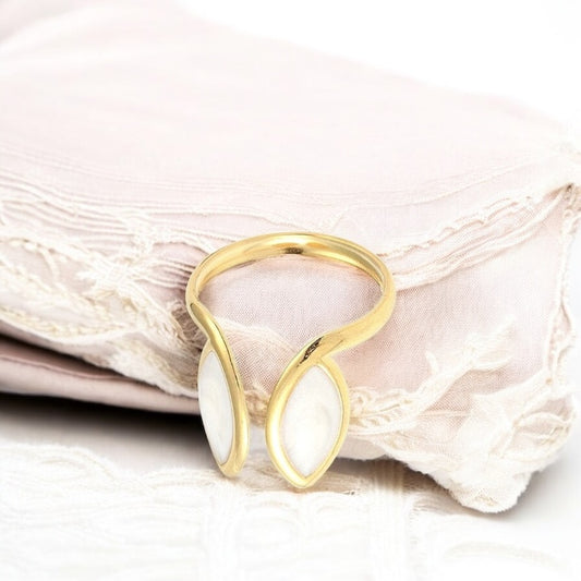 ✨ Bague Femme Réglable en Émail – Doré ✨