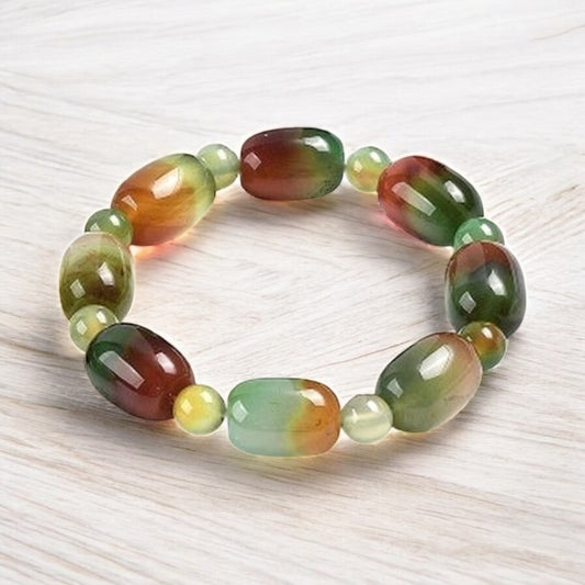 🌿 Bracelet Unisexe – Pierre Naturelle Agate 15 mm 🌿