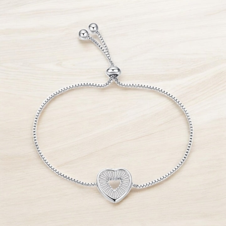 💖 Bracelet Femme Rhodié – Chaîne & Breloque Cœur 💖