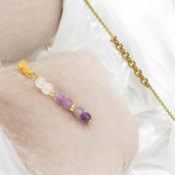 💜 Collier Femme – Acier Inoxydable, Cristal & Améthyste 💜
