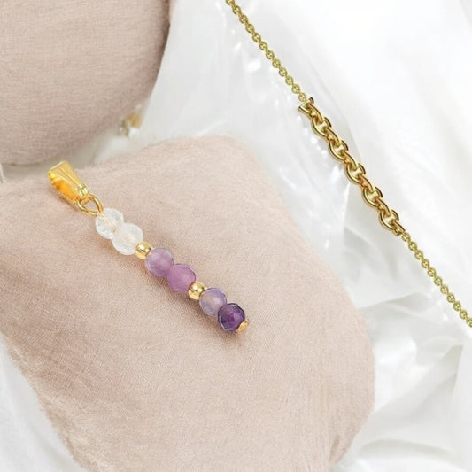 💜 Collier Femme – Acier Inoxydable, Cristal & Améthyste 💜