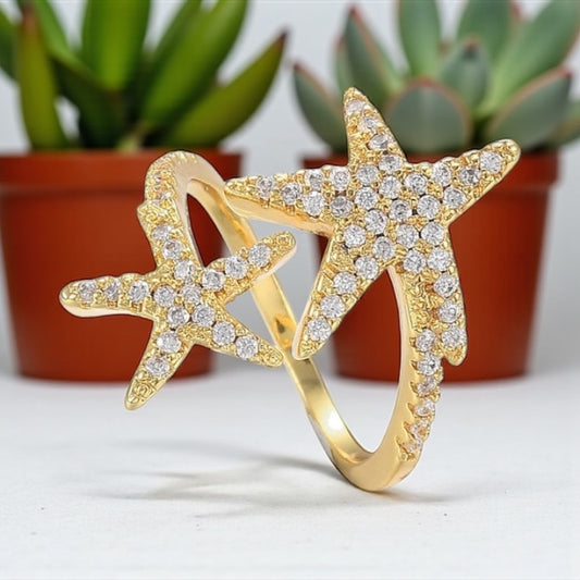 ⭐ Bague Femme – Étoiles de mer & Zirconiums étincelants ⭐