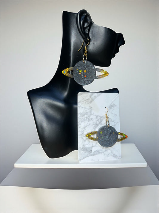 ✨ Boucles d’Oreilles Résine Époxy – Création Unique