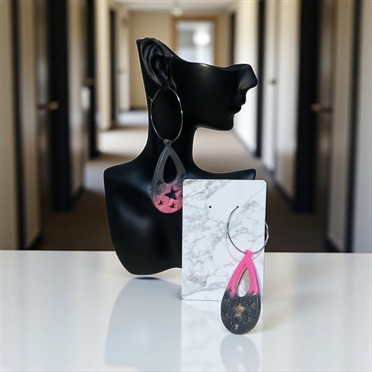 ✨ Boucles d’Oreilles Résine Époxy – Création Unique