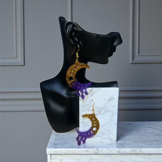 ✨ Boucles d’Oreilles Résine Époxy – Création Unique