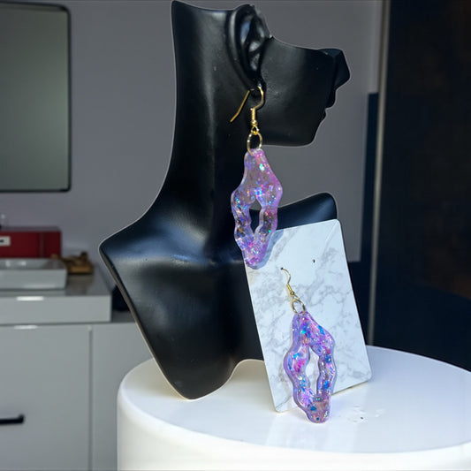 ✨ Boucles d’Oreilles Résine Époxy – Création Unique