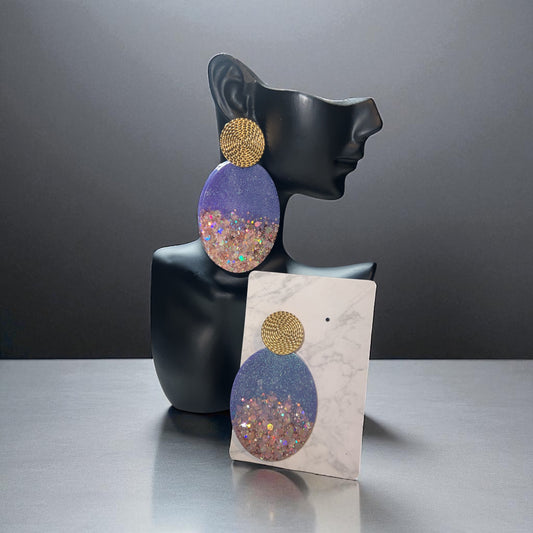 ✨ Boucles d’Oreilles Résine Époxy – Création Unique