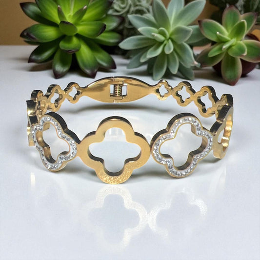 Bracelet Trèfle Doré Élégance