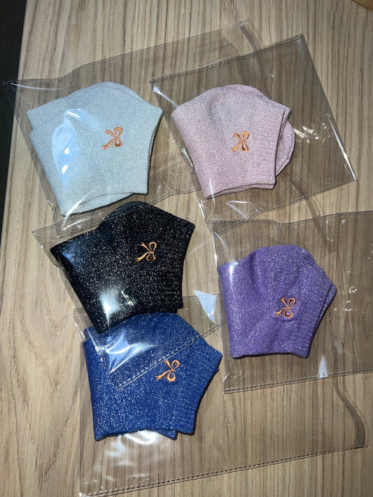 ✨ Chaussettes Courtes Pailletées avec Nœud Brodé | Femme