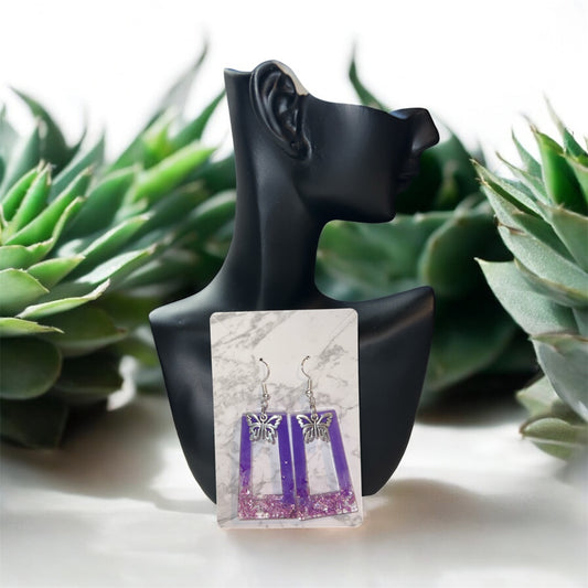 ✨ Boucles d’Oreilles Résine Époxy – Création Unique