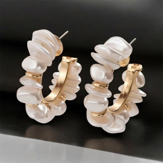 ✨ Boucles d’Oreilles Créoles Perles Élégantes ✨